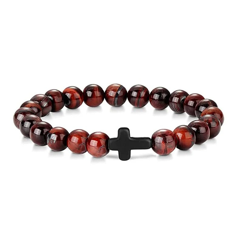 Matteo | Natural Stone Beaded Cross Bracelet