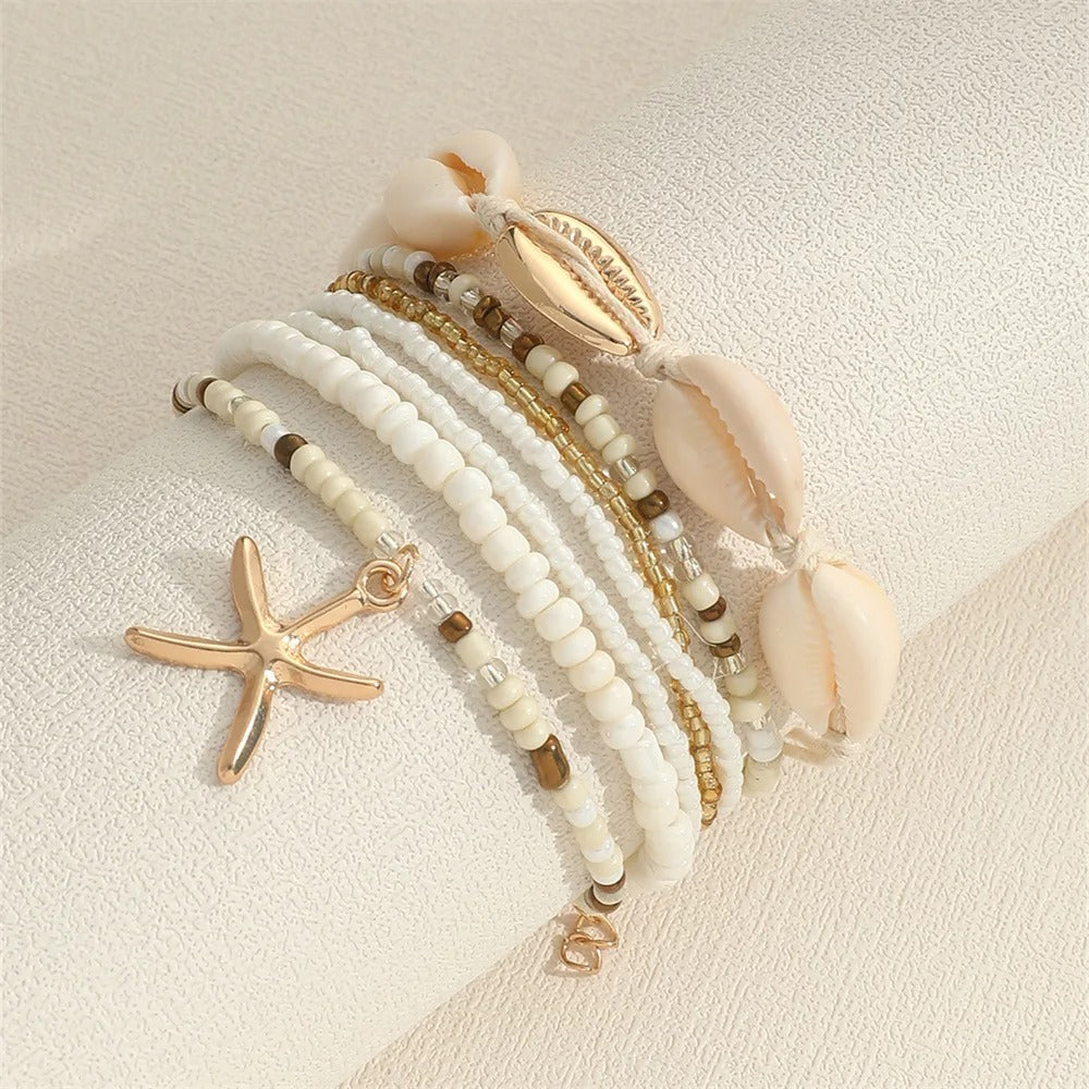 Isla | 7-Piece Starfish Beaded Bracelet Set