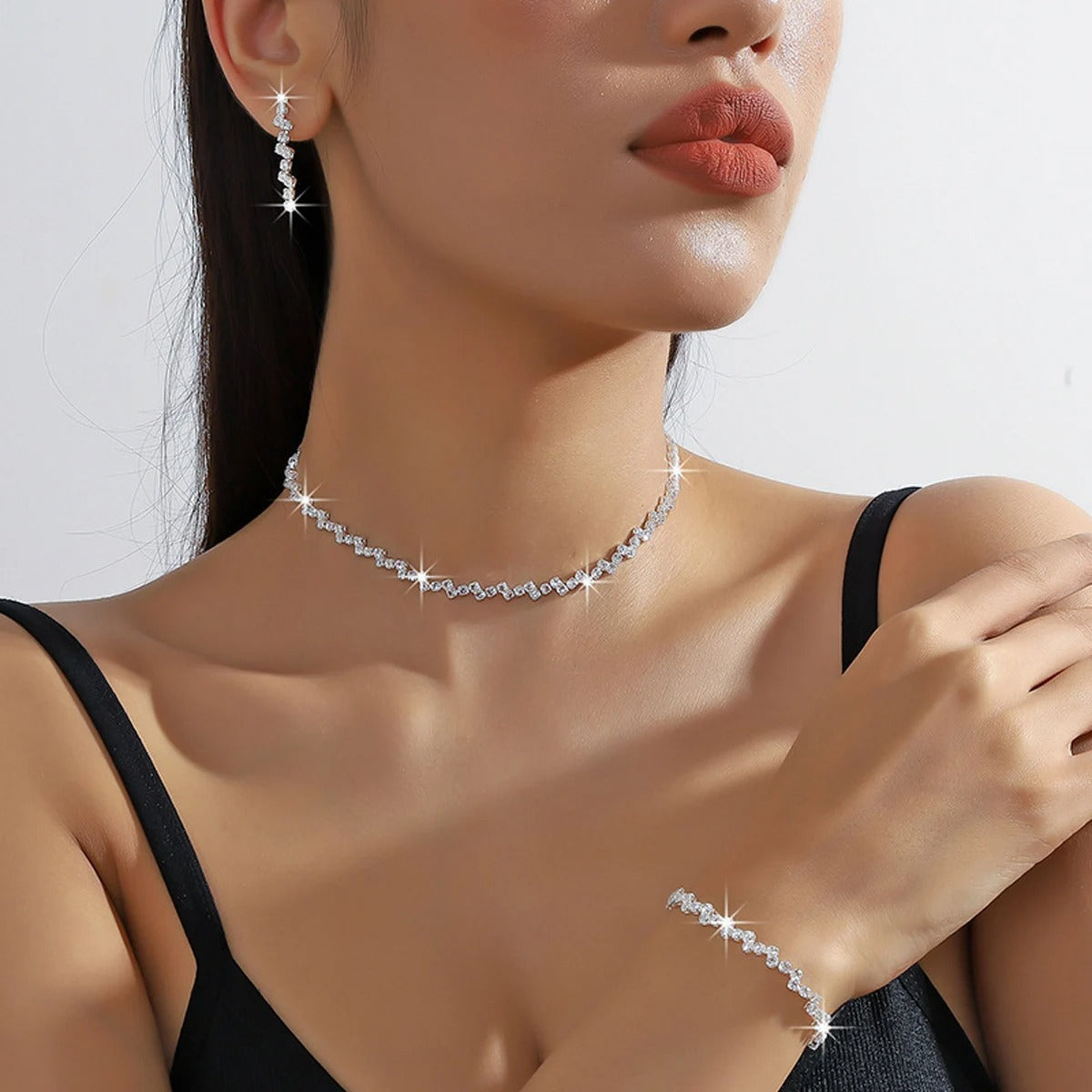 Lina | Silver Starry Choker & Bracelet Set