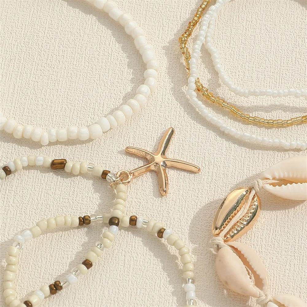 Isla | 7-Piece Starfish Beaded Bracelet Set