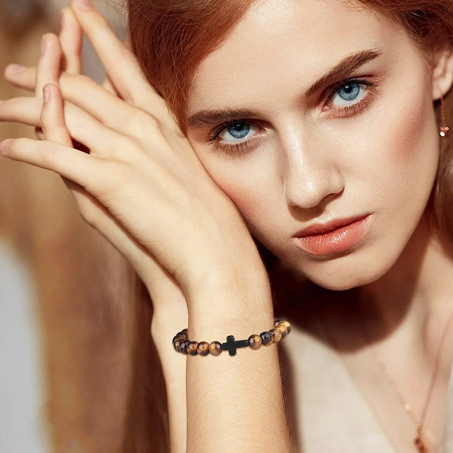 Matteo | Natural Stone Beaded Cross Bracelet