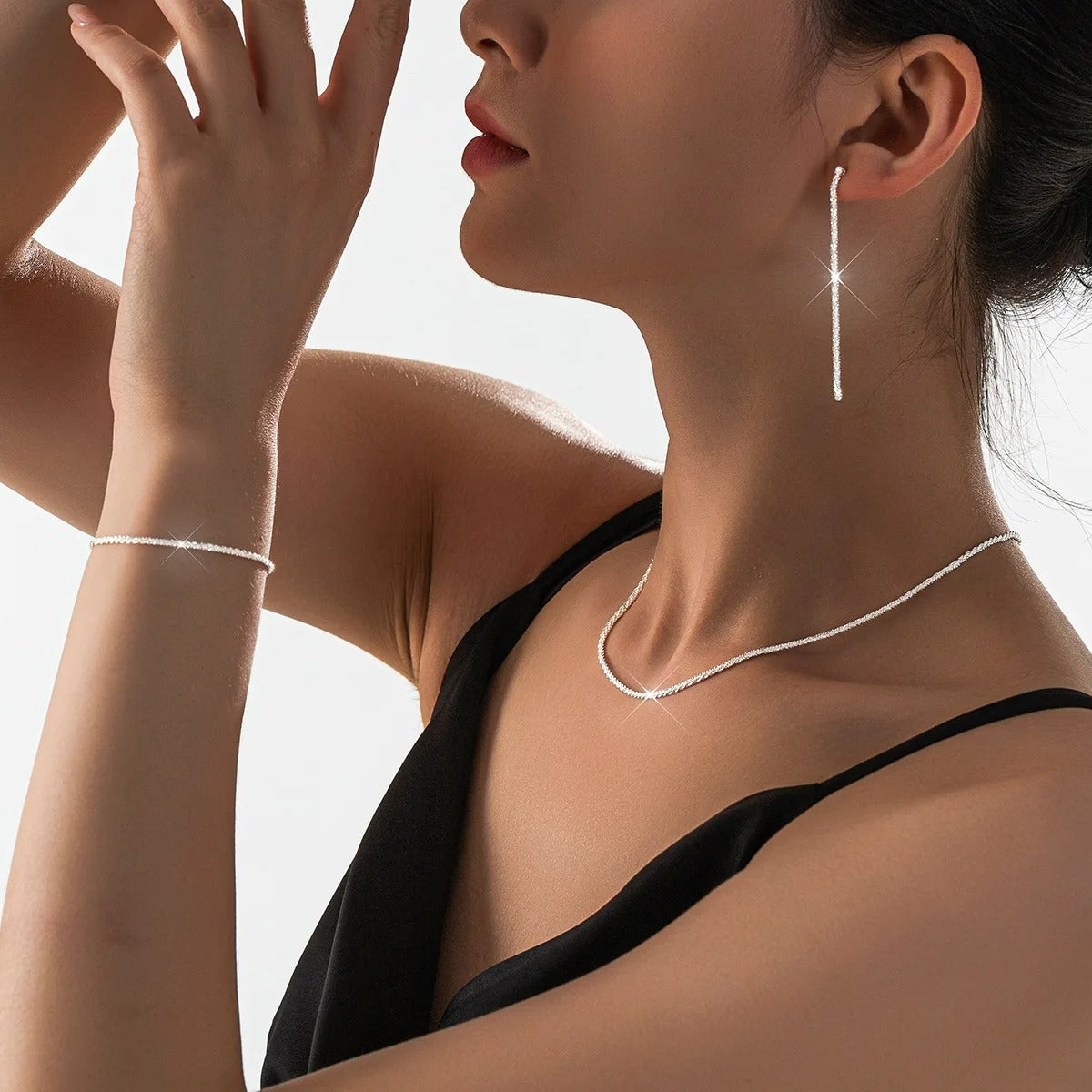 Lina | Silver Starry Choker & Bracelet Set