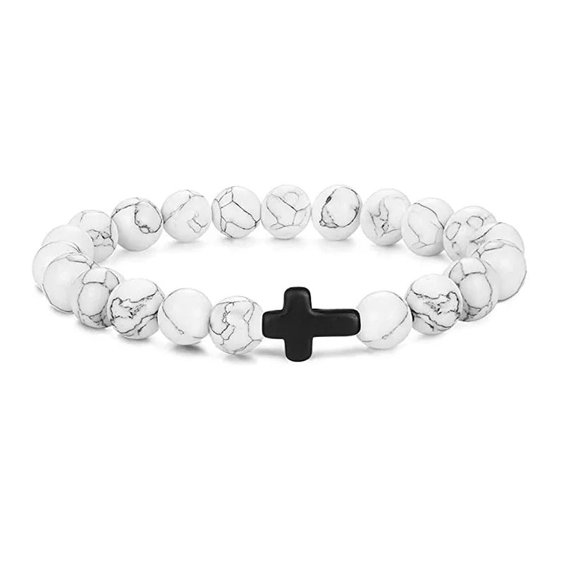 Matteo | Natural Stone Beaded Cross Bracelet