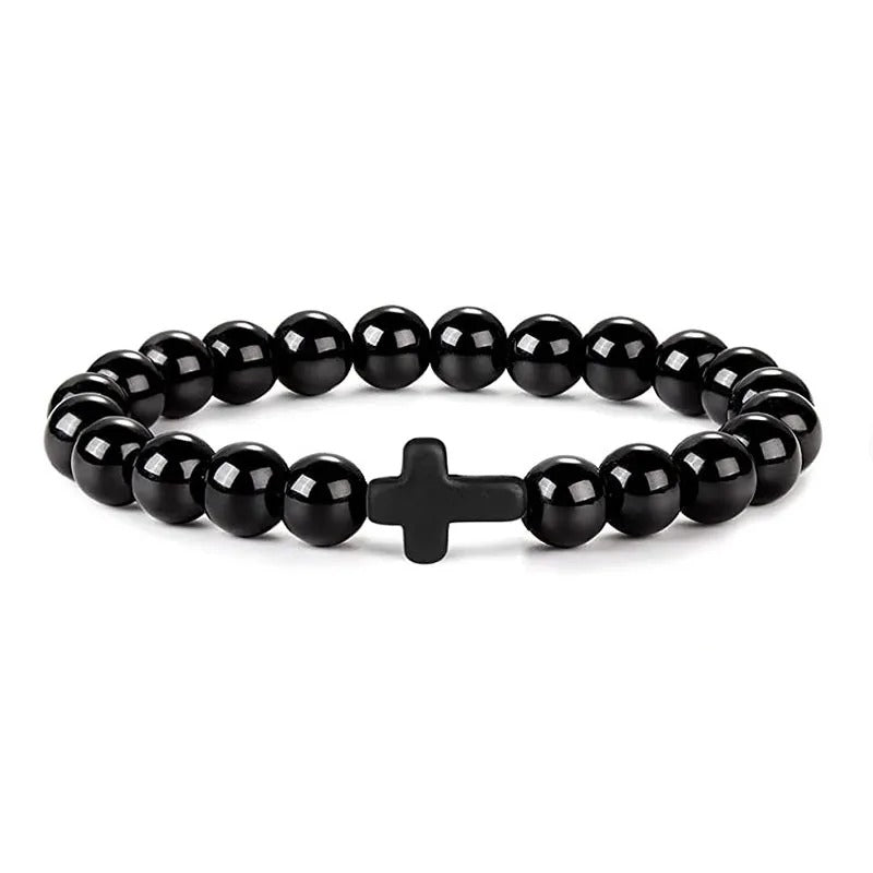Matteo | Natural Stone Beaded Cross Bracelet